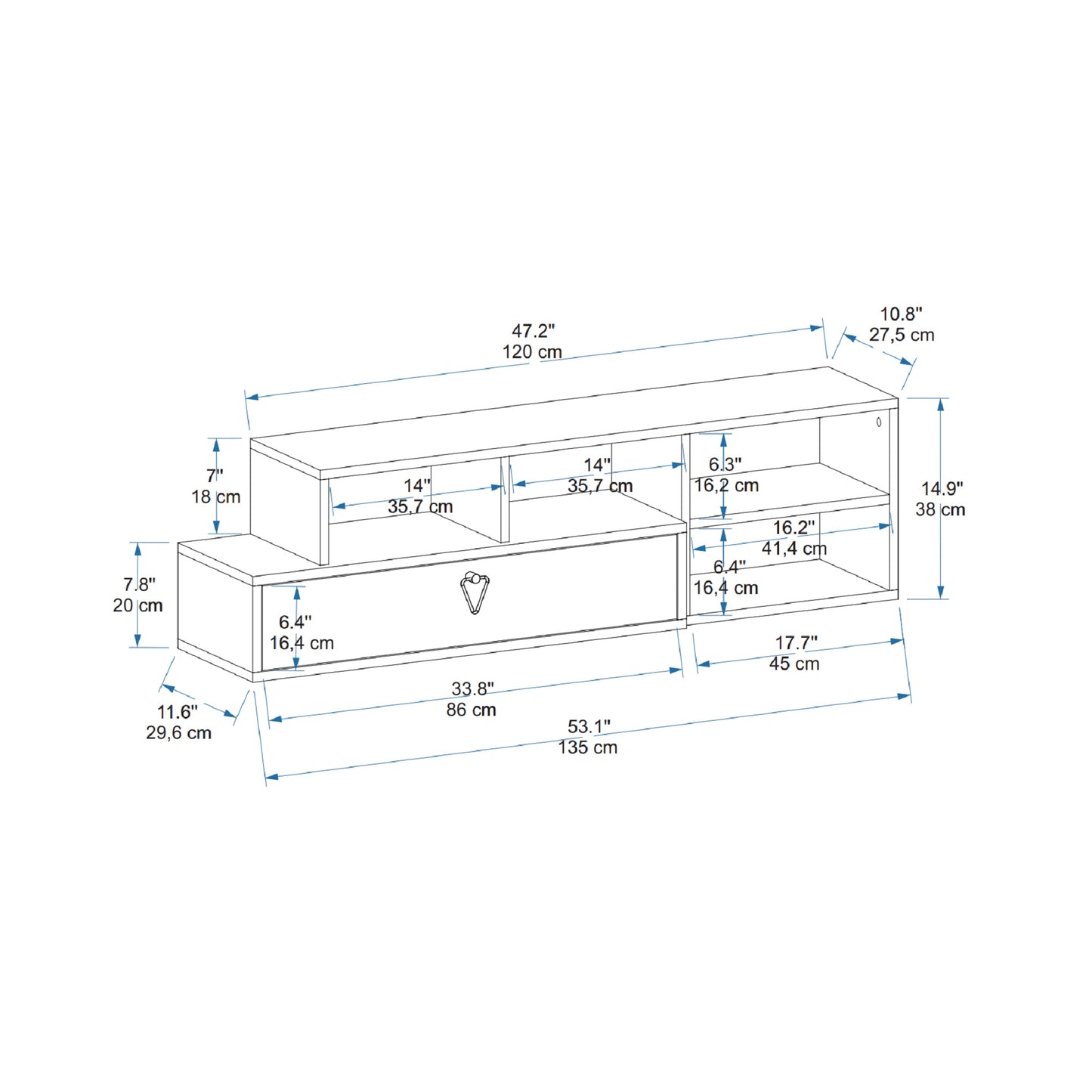 TV Stand with Shelves Adjustable TV Stand Mercury