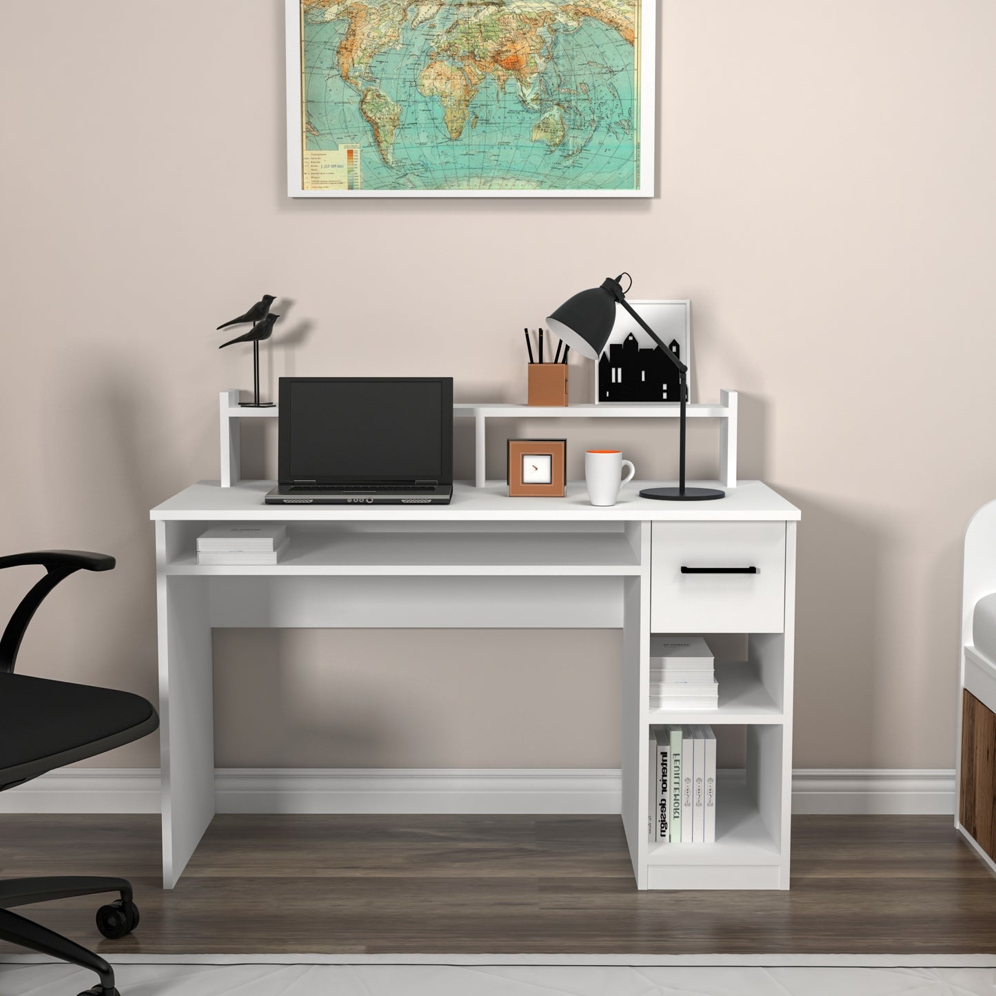 Computer Desk with Drawer and Shelves Milanos