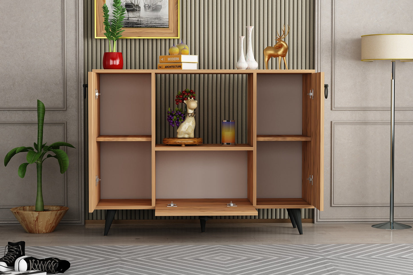 storage cabinet, sideboard, cupboard, credenza, console, closet, cellarette, buffet