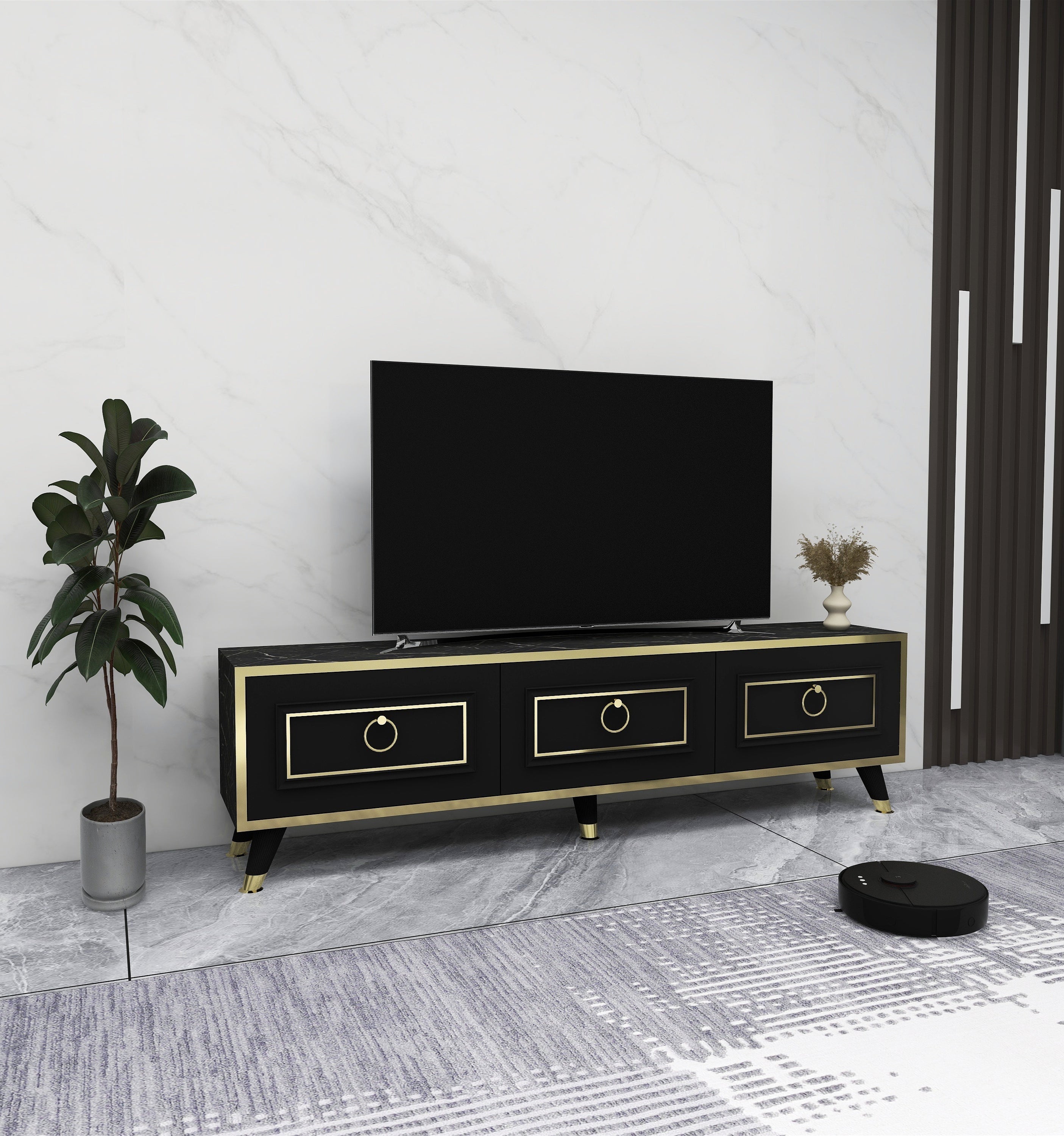 Black and deals gold media console