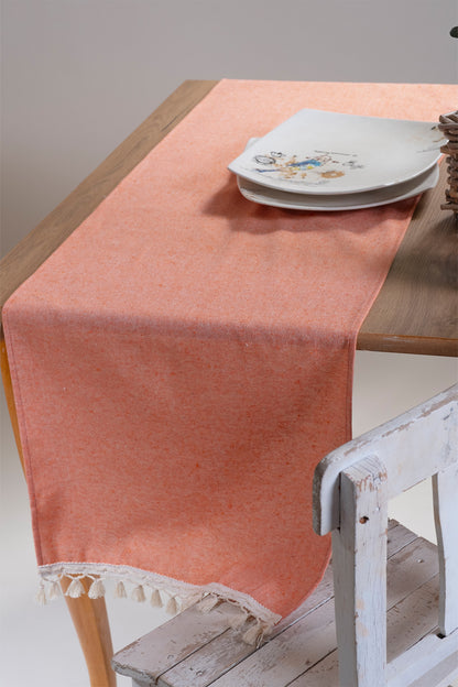 tablecloth, table runner, runners, kitchen linens, kithchen textile, pompom edge